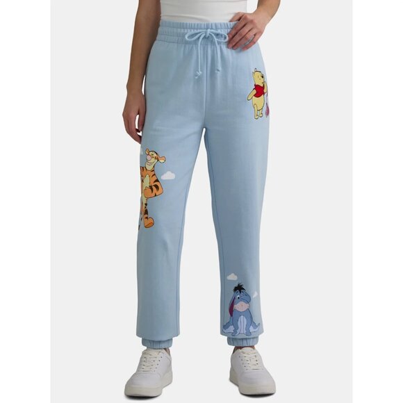 Winnie the Pooh Denim - Winnie the Pooh Women’s Embroidered Graphic Joggers, Size XXS (00), Relaxed Fit